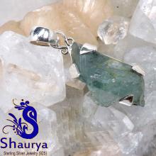 AQR965-Wholesale Natural Aquamarine Rough Gemstone Beautiful Pendant Made In 925 Sterling Silver